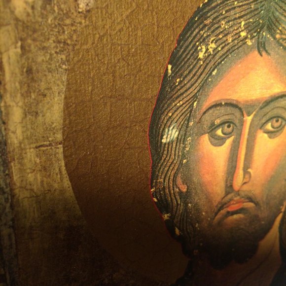 Jesus Painting on wood Metallic Gold Byzantine Art Vintage - Picture 5 of 7